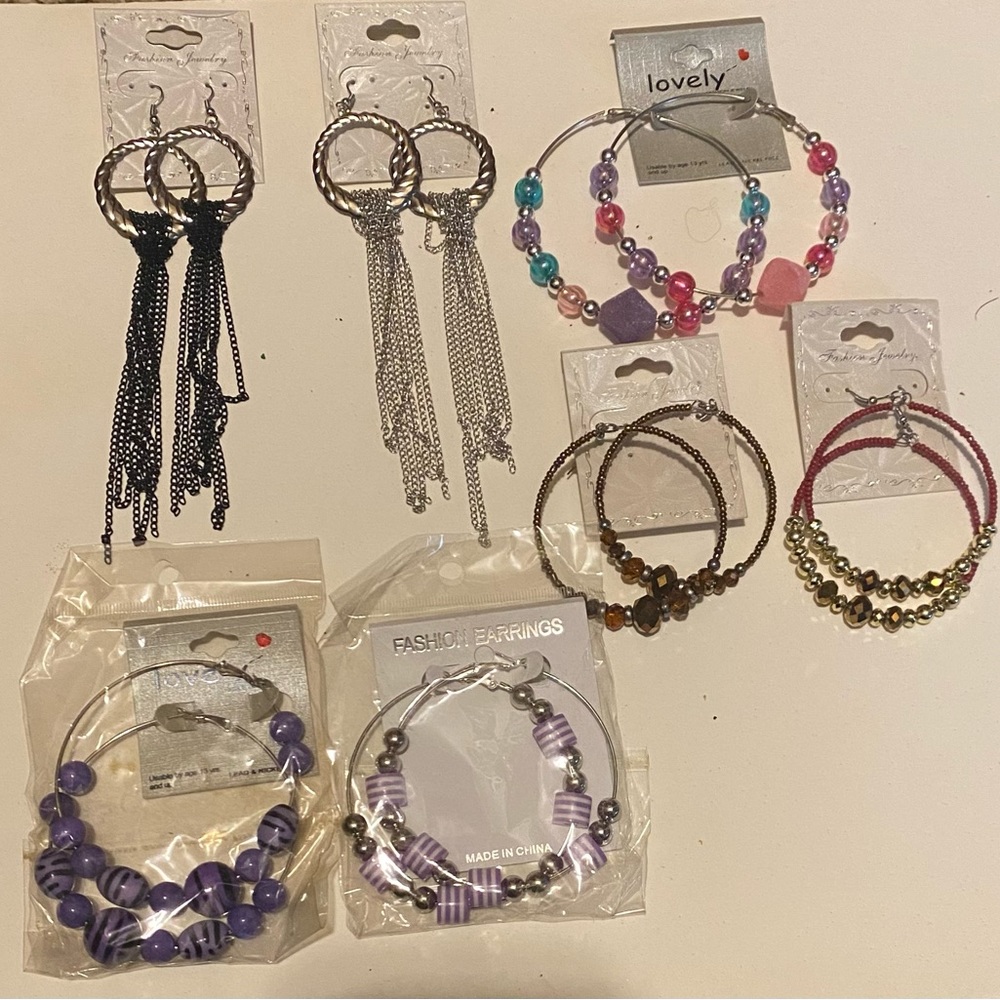 NEW. Lot of 7 Pair of Earrings